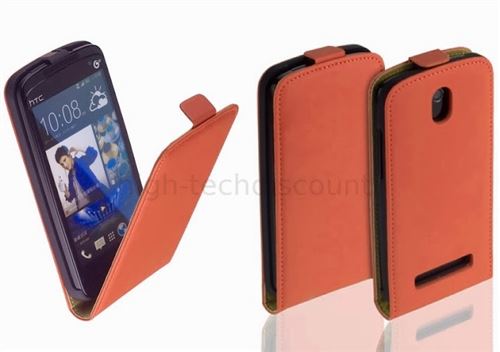 Housse etui coque pochette PU cuir fine pour HTC Desire 500 + film ecran - ROUGE - htdmobiles