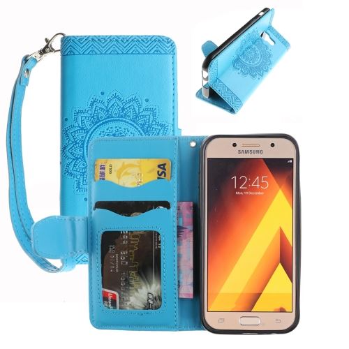Galaxy A5 (2017) Housse Etui Cuir PU Gravé Attrapes Rêves Bleu ALS51393
