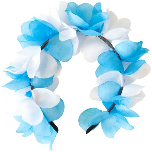 Folat diadème fleurs dames bleu/blanc taille unique