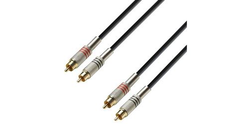 Adam Hall Cables K3TCC0600 Série 3 Star Câble Audio 2 x RCA Mâle vers 2 x RCA Mâle 6 m
