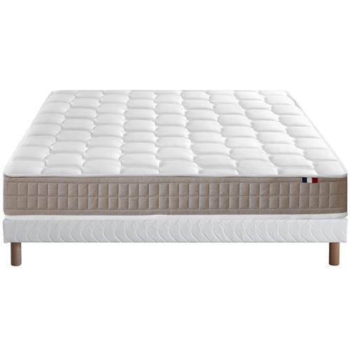 Ensemble matelas 100% latex5 zones sommier blanc 140x190