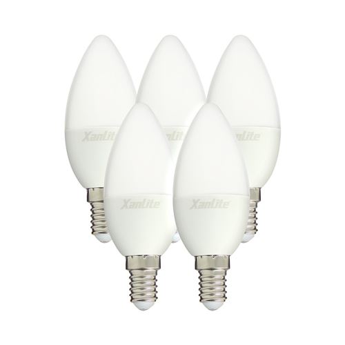 Lot x5 Ampoules LED flamme, culot E14, 5,5W cons. (40W éq.), lumière blanc neutre