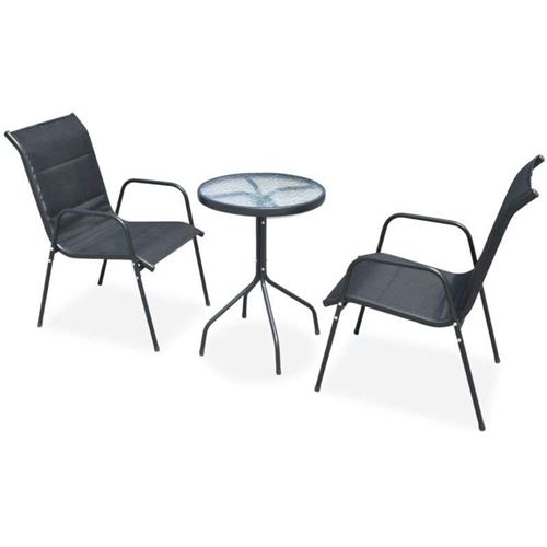 vidaXL Ensemble de bistro 3 pcs Acier Noir