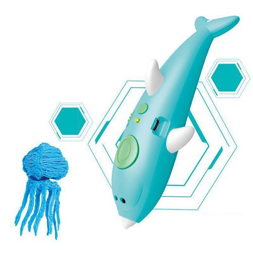 Stylo De Dessin D'impression 3D, Crayon Electronique Peinture Stéréographique 5M De Filament ,21 accessoires ,40 degrés Pour Enfant 7-14 Ans Bleu