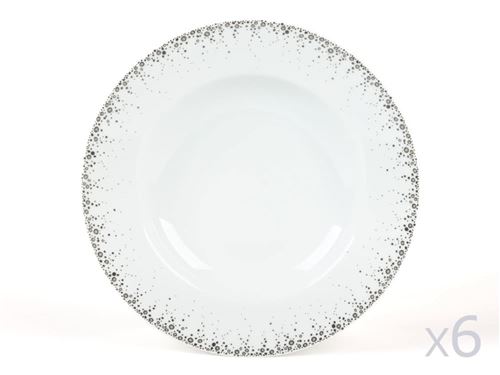 Assiette creuse en porcelaine D22cm gris - Lot de 6 BOREALIS