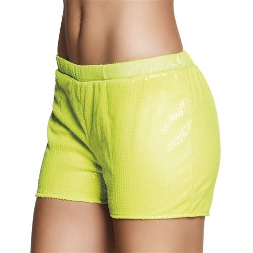 Shorty à Sequins Jaune Fluo Femme Taille Unique