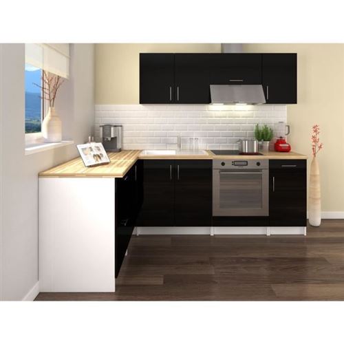 OBI Cuisine complete dangle L 280 cm - Noir laque brillant