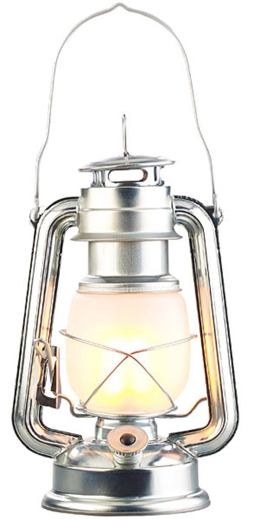 Lampe tempête effet flamme, hauteur 25 cm - Coloris argent