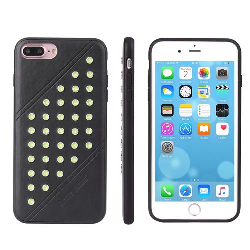 Etui en PU revêtue rivet noir pour votre Apple iPhone 8 Plus/7 Plus