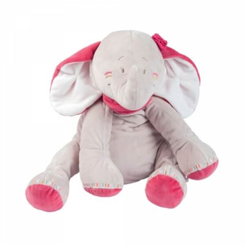 Noukies peluche framboise/grege/blanc motif anna 25 cm