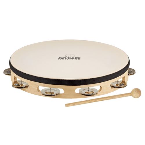 Tambourin en bois 10 à cymbalettes bleu - NINO25