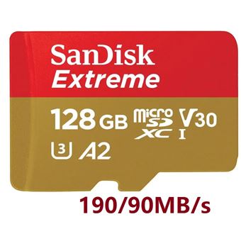 Carte micro SD SanDisk Extreme 128 Go Adaptateur SD avec Performances  Applicatives A2 jusqu'à 190 Mo/s 90Mo/S Classe 10 U3 V30 - Carte mémoire micro  SD - Achat & prix