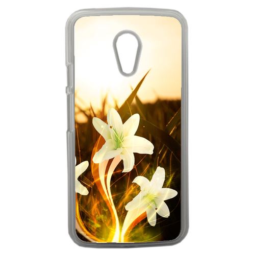 Coque Lys Blanc Illuminé Compatible Motorola Moto G2 Transparent