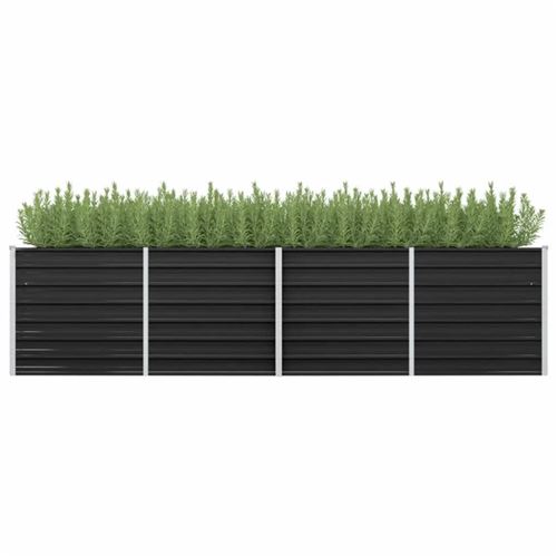 Vidaxl Gris Lit Surélevé De Jardin Anthracite 320X80x77 Cm Acier Galvanisé