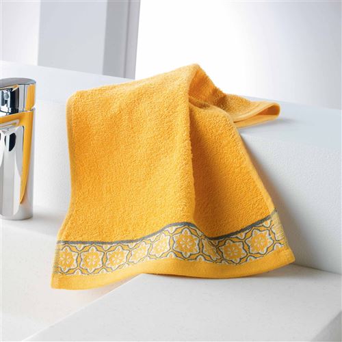 Serviette invite 30 x 50 cm eponge unie jacquard adelie Miel