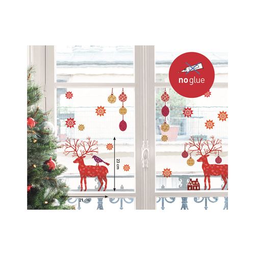 Affiche Le cerf flocons de neige et boules de Noël Draeger la carterie
