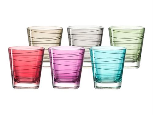 Verre à eau avec motif spirale multicolore petit - Lot de 6 VARIO