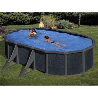 Piscine Acier Aspect Rotin Rattan Ovale 527 X 327 X 132 M Gré