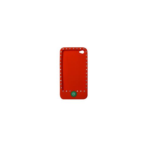 Coque silicone integrale orange strass iPhone 4