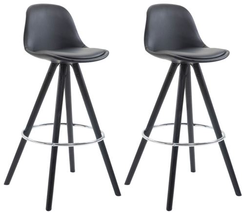 Lot de 2 Tabourets de Bar Franklin Similicuir entièrement rembourré avec piétement ronds , Noir /Bois de chêne Noir