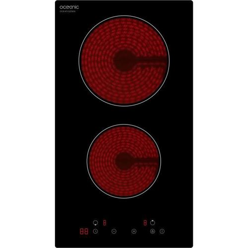 Oceanic Oceatv2Zse9 - Vitrocéramique - 2 Plaques De Cuisson - Niche - Largeur : 27 Cm - Profondeur : 49 Cm - Noir