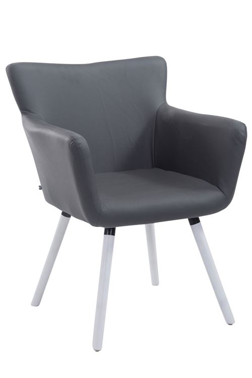 Chaise de salle à manger avec accoudoirs Antwerpen en similicuir , Gris/Bois de chêne Blanc