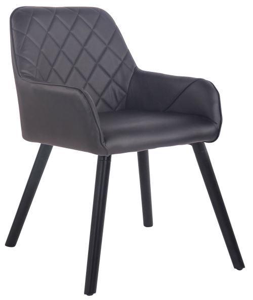 Chaise de salle à manger Wellington en similicuir avec accoudoirs et piètement en bois de chêne Noir - Assise Noir