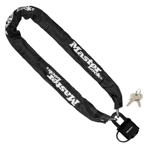 Chaîne Antivol Master Lock - 8390Eurdpro - 90Cm X Ø 6Mm - Cadenas 40Mm - Gaine Nylon - Noir