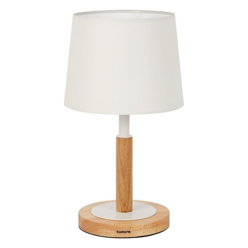 Tomons Led Lampe De Chevet Dimmable En Bois, Lampe De Table Abat-Jour En Tissu, Lumière Chambre, Style Moderne, Confortable Pour Les Yeux, Pour Chambre, Salon, Dortoir, Café - Beige