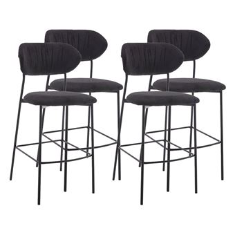 Rosita - lot de 4 tabourets de bar - en tissu - gris anthracite - Gris Anthracite - 1