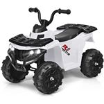 HOMCOM Voiture 4x4 quad buggy électrique enfant 18-36 mois 6 V 3 Km/h max.  effet lumineux sonores métal PP blanc noir pas cher 