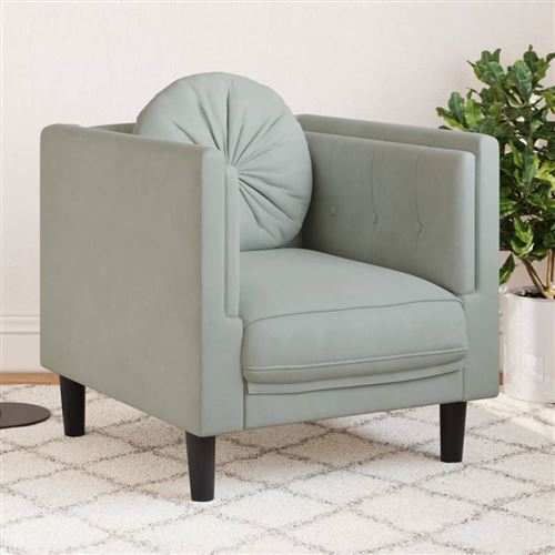 Non Communiqué Gris Clair Vidaxl Fauteuil Avec Coussin Velours