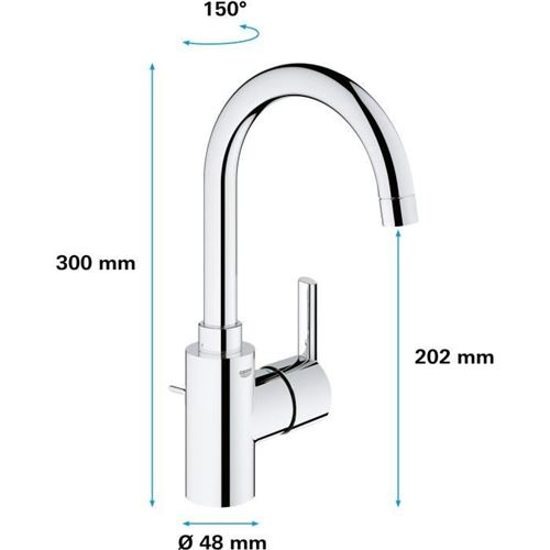 Mitigeur lavabo GROHE Quickfix Feel avec tirette et vidage taille L -  Installations salles de bain - Achat & prix