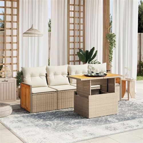 Non Communiqué Beige Salon De Jardin Modulable Vidaxl Resine Tressee 5 Pieces X 59 X 69
