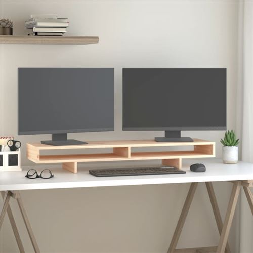 vidaXL Support pour moniteur 100x27x14 cm Bois de pin solide