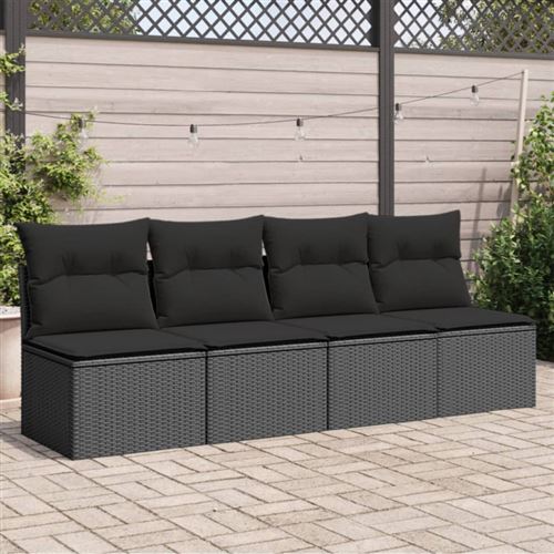 VIDAXL - Canapé de jardin - 4 places - Noir - Image 2