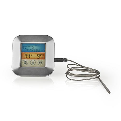 Thermomètre à Viande Alarme / Minuteur / Réglage de la température Écran LCD couleur 0 - 250 °C Argent / Blanc
