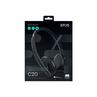 EPOS I SENNHEISER C20 - C-series - micro-casque - sur-oreille - Bluetooth - sans fil - USB-A via adaptateur Bluetooth - noir