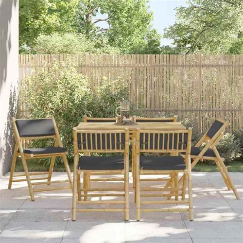 Non Communiqué Gris Salon De Jardin Vidaxl Bambou 6 Pieces