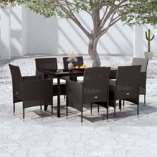 Non Communiqué Noir Vidaxl Ensemble De Salle À Manger De Jardin Avec Coussins 7 Pcs 59.05 Kg