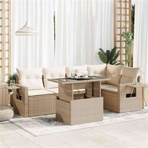 Generique Beige Ensembles Canapes. Fauteuils Et Tables De Jardin Vidaxl Resine Tressee 6 Pieces X 62 X 69 5 Personnes - Image 2