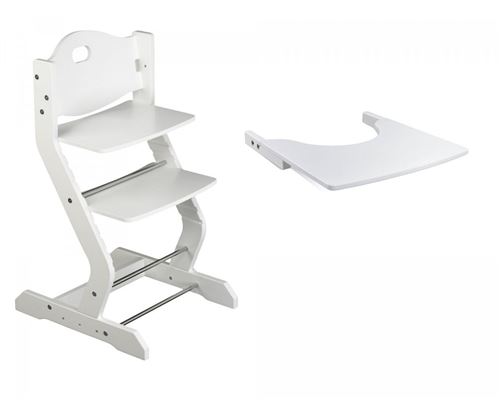 Chaise haute avec plateau blanc