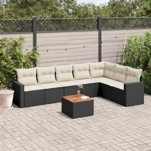 VIDAXL Salon de jardin modulable rotin noir 8 pieces x 65.5 x 69 7 personnes