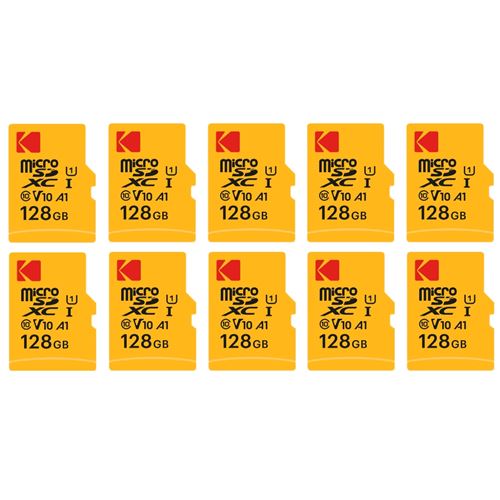 Kodak Pack de 10 Cartes Memoire Micro SDXC Premium 128 Go – Vitesse et Fiabilite pour un Stockage Exceptionnel
