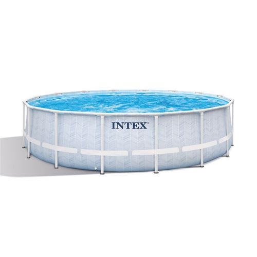 Kit piscine tubulaire Intex Chevron ronde 4,88 x 1,22 m + Bâche à bulles + Aspirateur