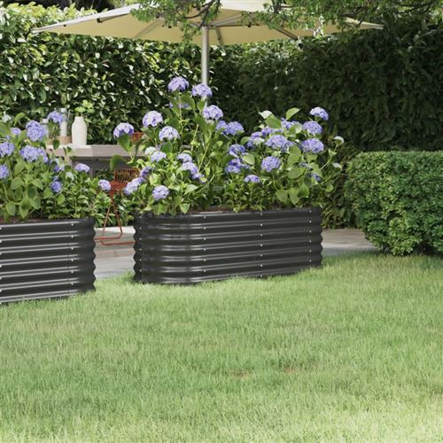 Vidaxl Gris Lit Surélevé De Jardin Acier Enduit De Poudre Anthracite - Image 3