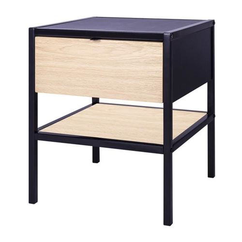 Minsk Table De Chevet 1 Tiroir - Imitation Bois - L 45 X P 45 X H 50 Cm