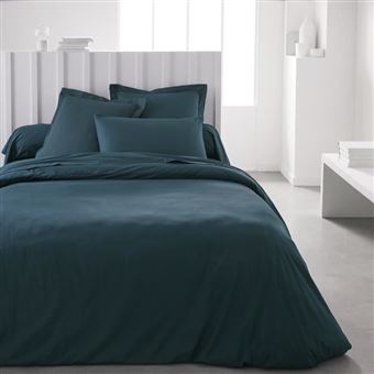 Drap housse Essential - 180 x 200+30 cm - 2 personnes - 100% Coton uni - Paon
