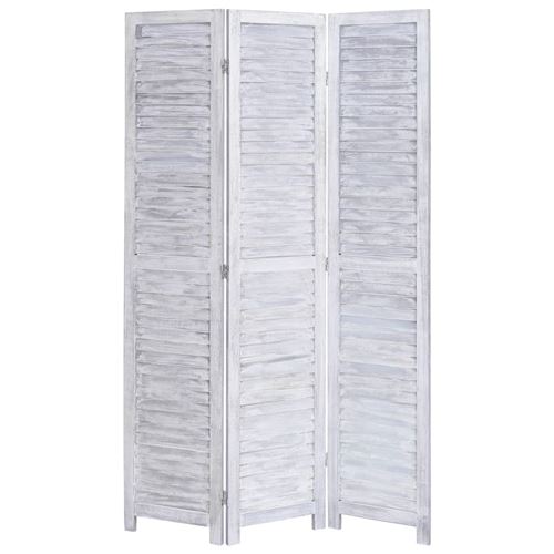 vidaXL Cloison de séparation 3 panneaux Gris 105x165 cm Bois