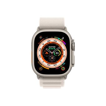 Apple Watch Ultra - 49 mm - titane - montre intelligente avec Boucle Alpine - textile - droit - taille du bracelet : S - 32 Go - Wi-Fi, LTE, UWB, Bluetooth - 4G - 61.3 g